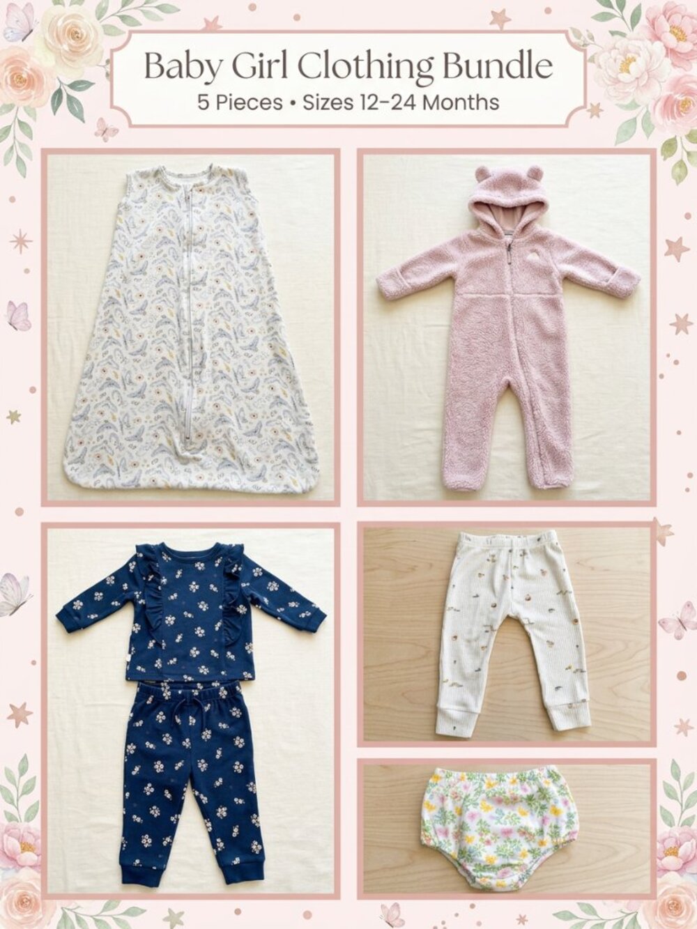 Baby Girl Clothing Bundle 12-24M The North Face HALO Petit Lem 5 Pieces